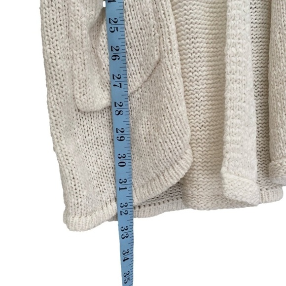 CALVIN KLEIN Cardigan Drape Open Front Pockets Creamy White Knit Women - Picture 7 of 11